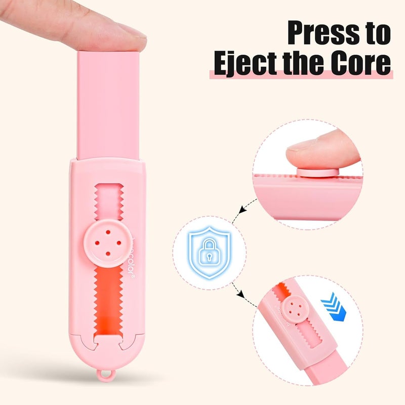 Muxdilu Pencil Erasers,Retractable Erasers for Pencils - 4+1 Pack Rubber Erasers (Pink) - Image 4